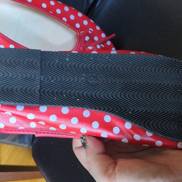 ❤️ I Love Lucy Flats Red White Polka Dots 8 - Picture 3 of 5
